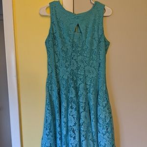 Light blue lacy dress with peekaboo cut out